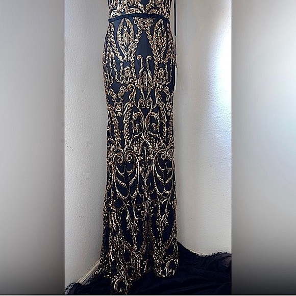 Brand new Narianna Black and gold sequin Quinceanera Prom Formal ballgown - Picture 9 of 11